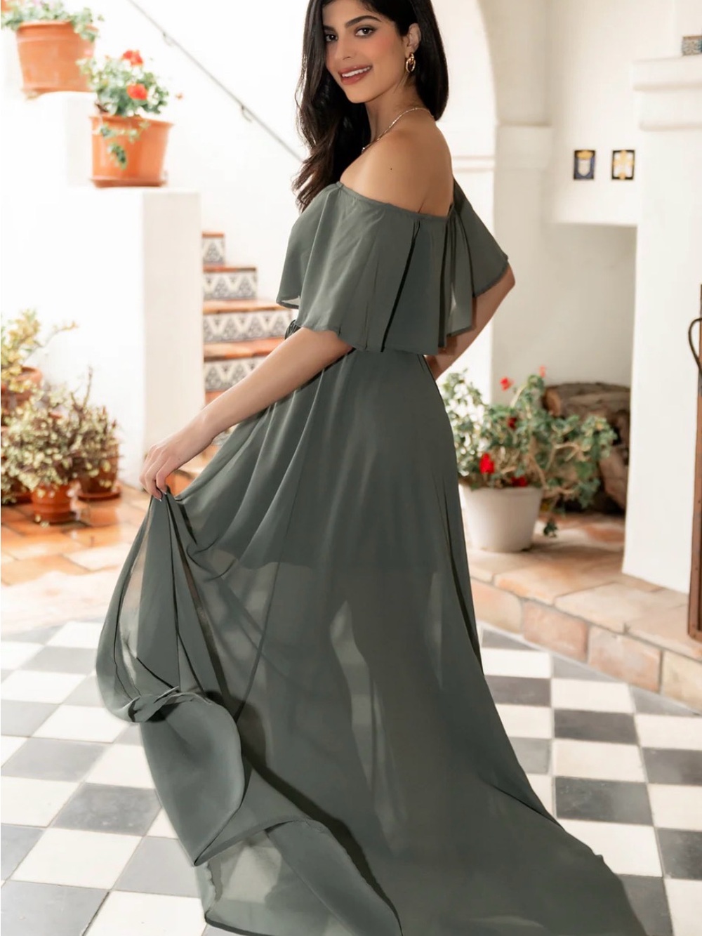 NWT Off-Shoulder Maxi Dress Blue Brown Renaissance Fair BalticBorn Small Formal
